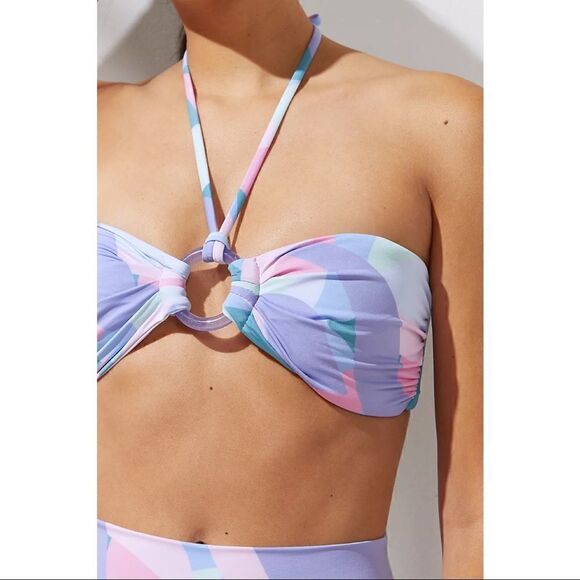 NEW Anthropologie Beach Riot Mosaic Halter Strapless Bandeau Bikini Top Small - Picture 2 of 4